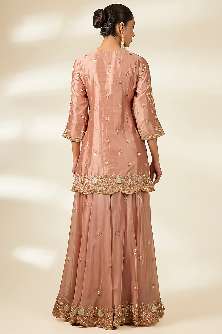 Old Rose Organza Bridal Sharara Set by Surbhi Shah at Pernia's Pop Up Shop
