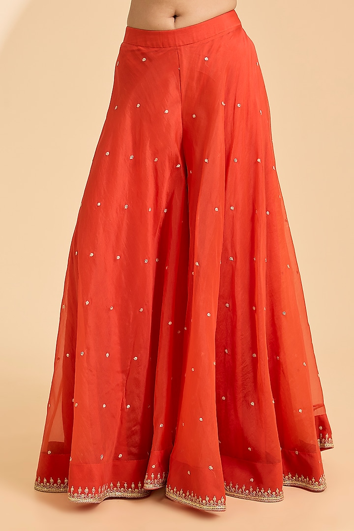 Orange Spun Silk Marori Work Bridal Sharara Set by Surbhi Shah at Pernia's Pop Up Shop