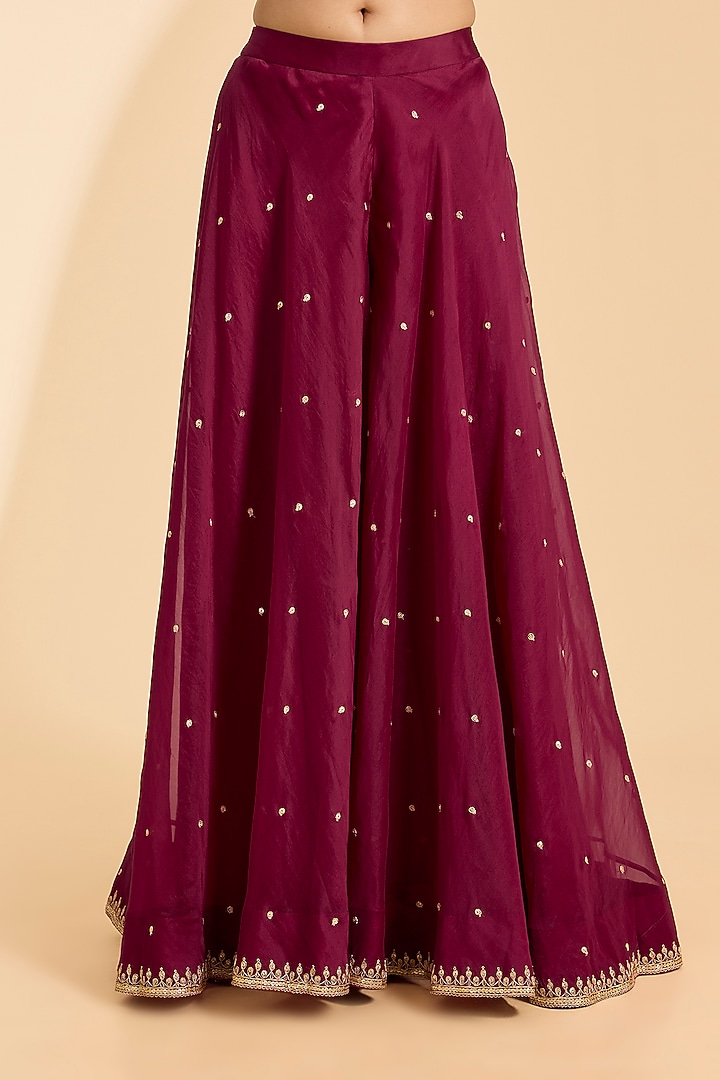 Maroon Spun Silk Marori Work Bridal Sharara Set by Surbhi Shah at Pernia's Pop Up Shop