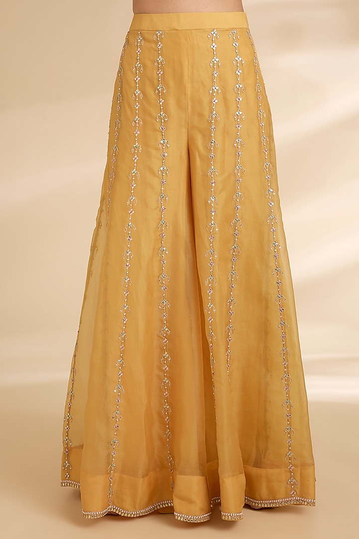 Pastel Mango Spun Silk Bridal Sharara Set by Surbhi Shah at Pernia's Pop Up Shop