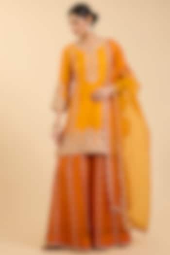 Mango Yellow Organza Gota Patti Work Bridal Sharara Set by SURBHI SHAH at Pernia's Pop Up Shop