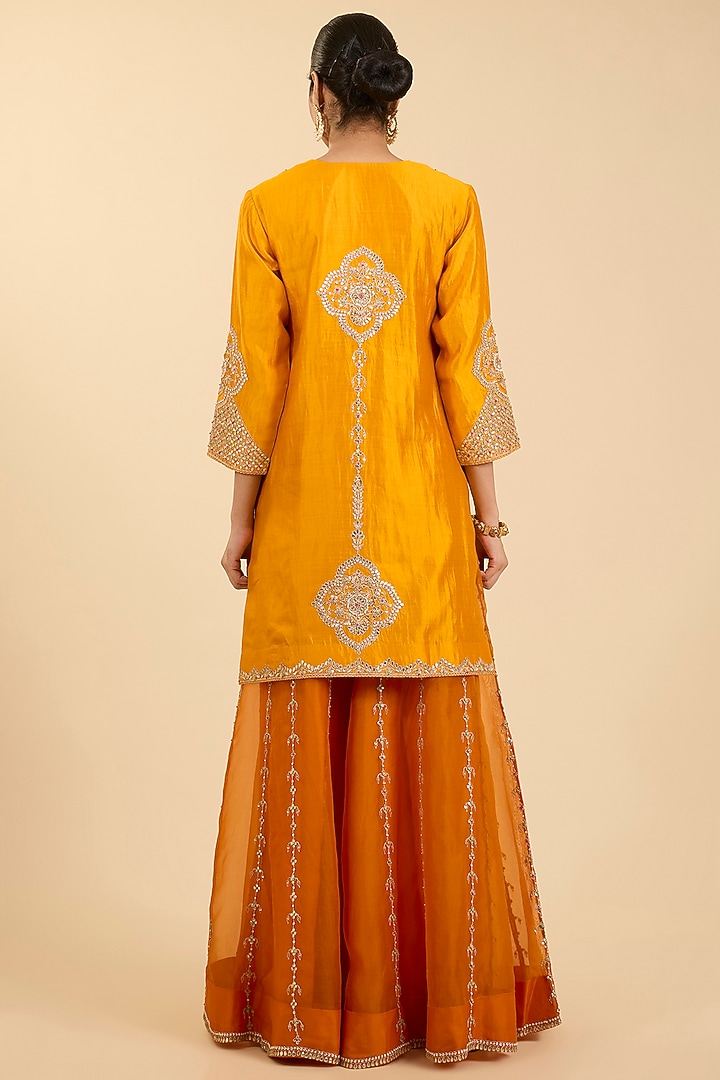 Mango Yellow Organza Gota Patti Work Bridal Sharara Set by SURBHI SHAH at Pernia's Pop Up Shop