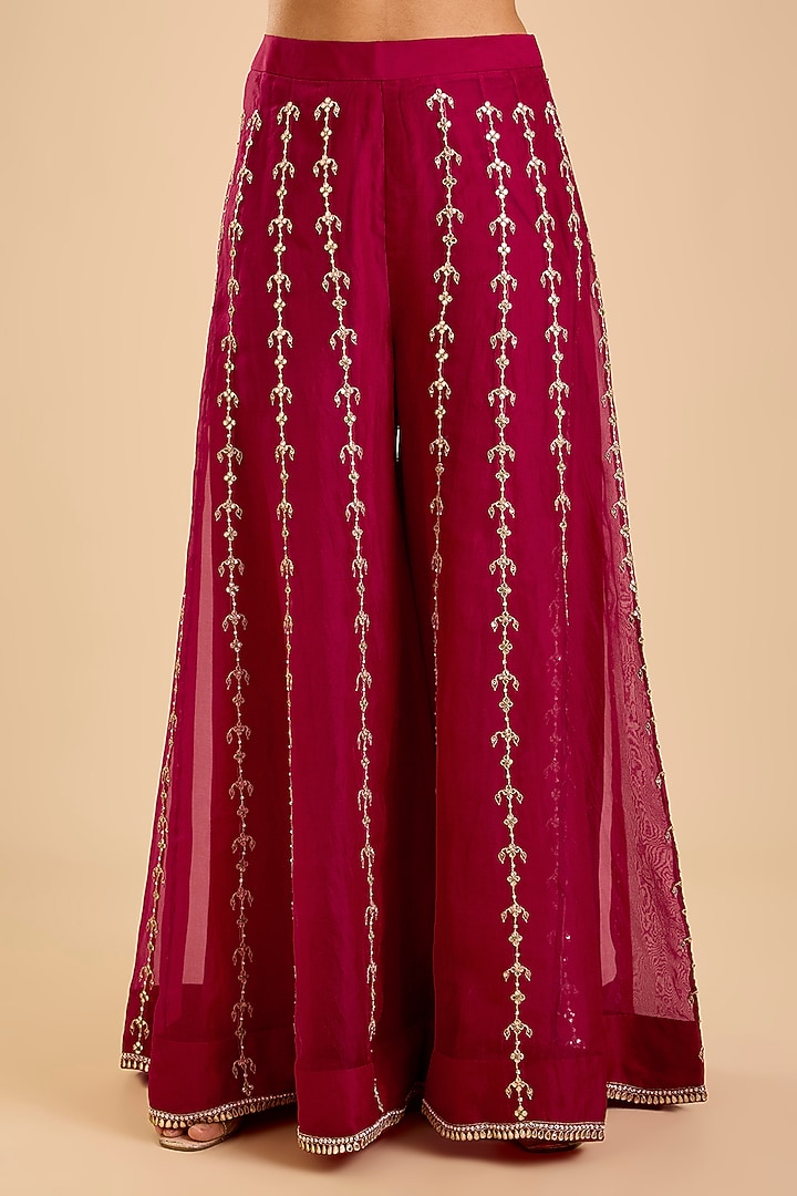 Maroon Organza Gota Patti Bridal Sharara Set by SURBHI SHAH at Pernia's Pop Up Shop