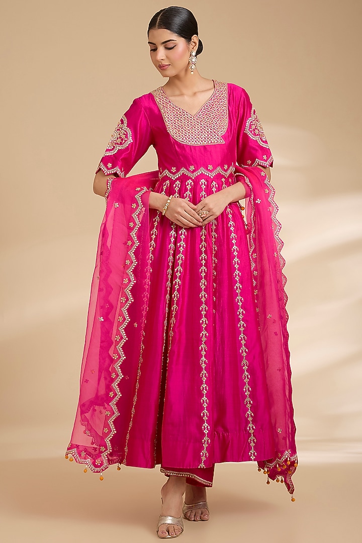 Rani Spun Silk Marori Work Angrakha Set by Surbhi Shah at Pernia's Pop Up Shop