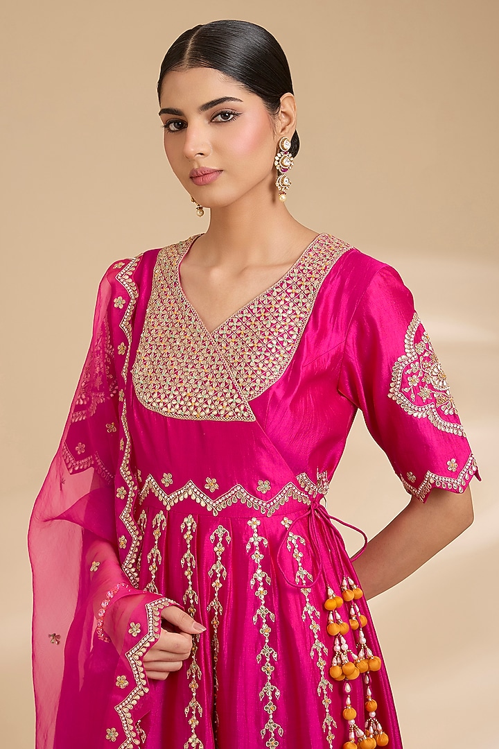 Rani Spun Silk Marori Work Angrakha Set by Surbhi Shah at Pernia's Pop Up Shop