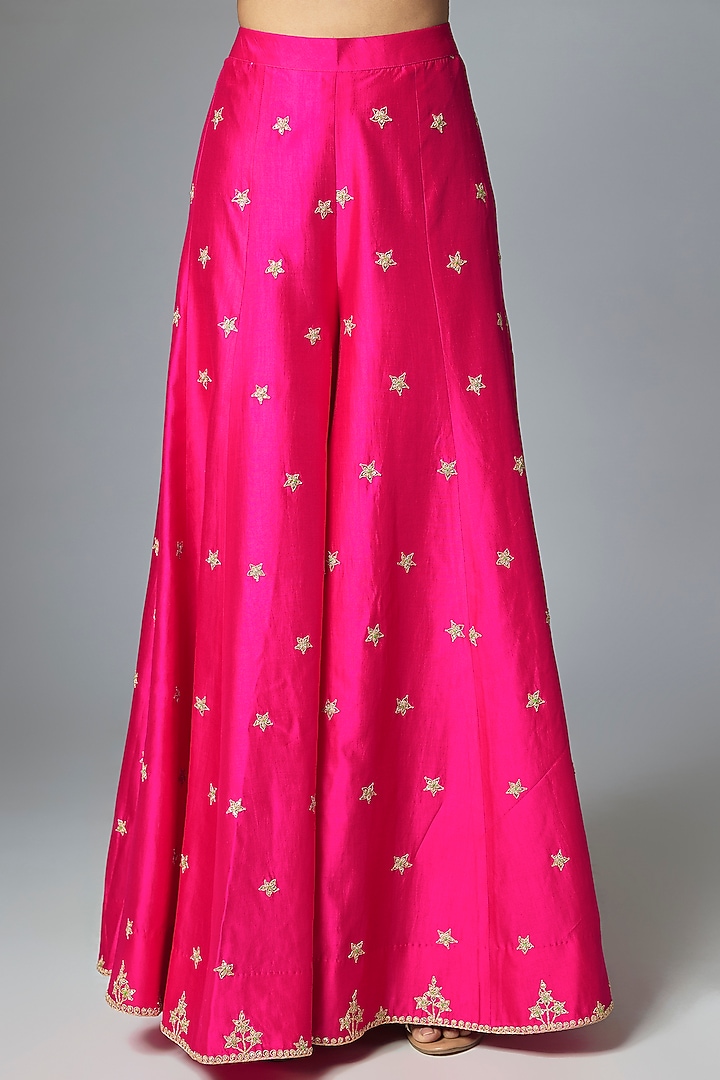 Rani Pink Spun Silk Bridal Sharara Set by SURBHI SHAH at Pernia's Pop Up Shop