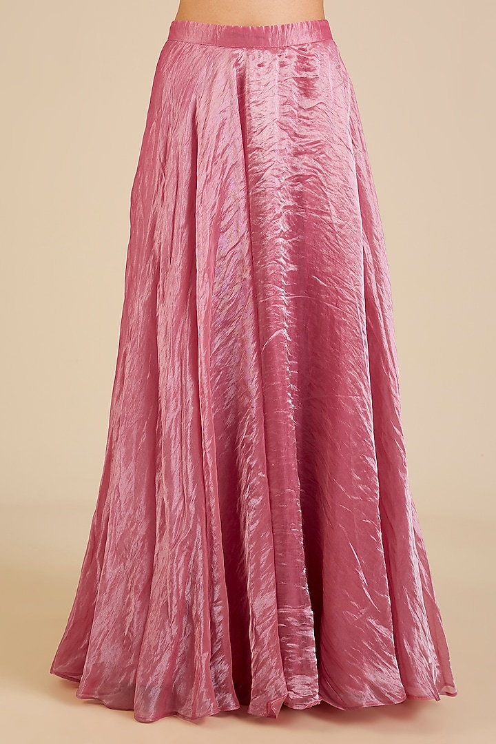 Rose Pink Tissue Marori & Gota Embroidered Kurta Set by Surbhi Shah at Pernia's Pop Up Shop