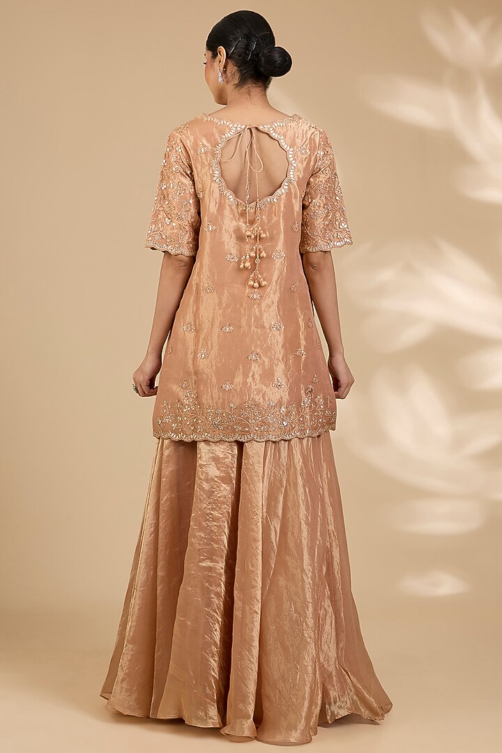 Golden Tissue Skirt Set by SURBHI SHAH at Pernia's Pop Up Shop