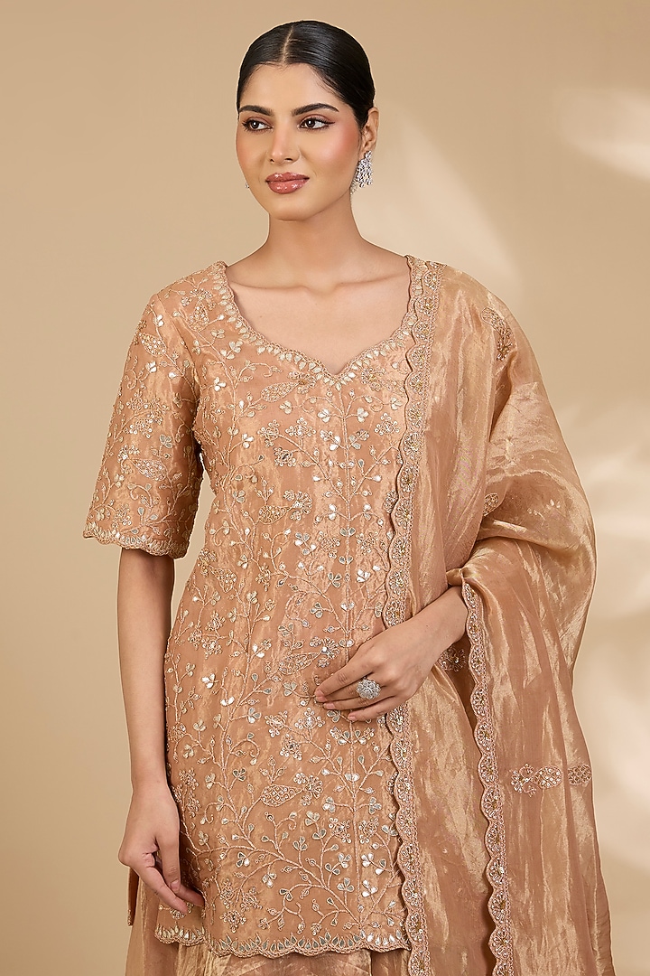 Golden Tissue Skirt Set by SURBHI SHAH at Pernia's Pop Up Shop