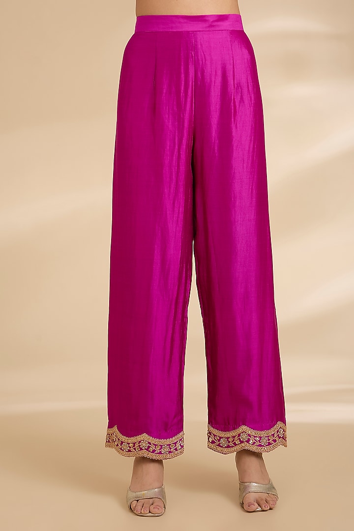 Purple Spun Silk Marori Work Kurta Set by Surbhi Shah at Pernia's Pop Up Shop