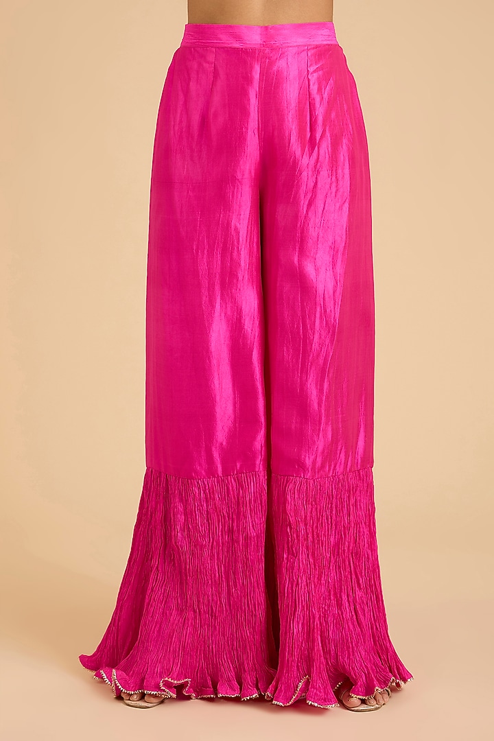 Strawberry Red Spun Silk Marori Work Bridal Anarkali Set by SURBHI SHAH at Pernia's Pop Up Shop