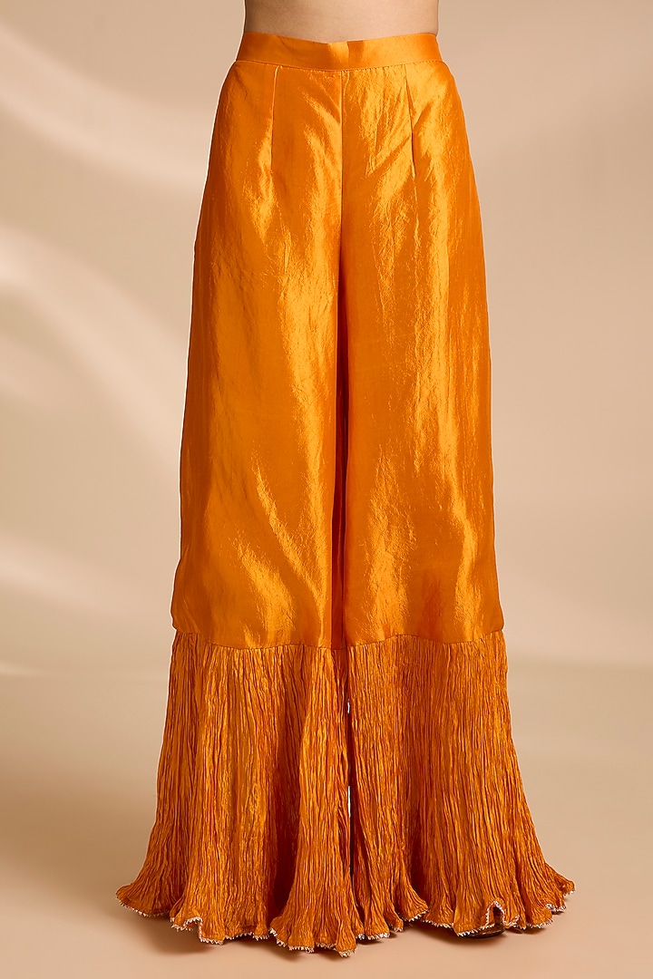 Mango Yellow Spun Silk Gota Embroidered Bridal Anarkali Set by Surbhi Shah at Pernia's Pop Up Shop