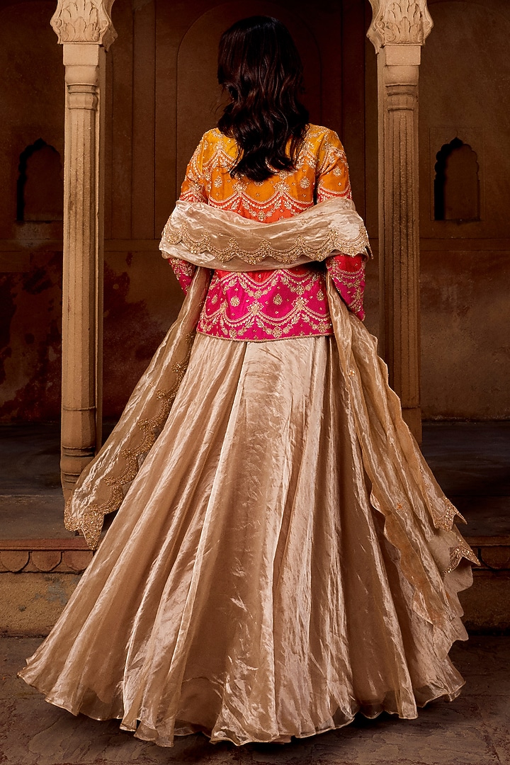 Beige Tissue Skirt Set by SURBHI SHAH at Pernia's Pop Up Shop