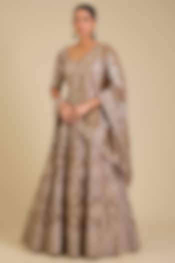 Grey Tissue Marori Work Bridal Lehenga Set by SURBHI SHAH at Pernia's Pop Up Shop