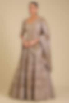 Grey Tissue Marori Work Lehenga Set by SURBHI SHAH