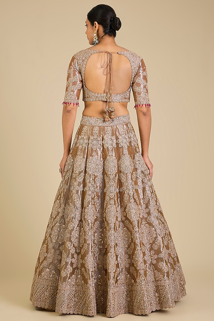 Grey Tissue Marori Work Bridal Lehenga Set by SURBHI SHAH at Pernia's Pop Up Shop