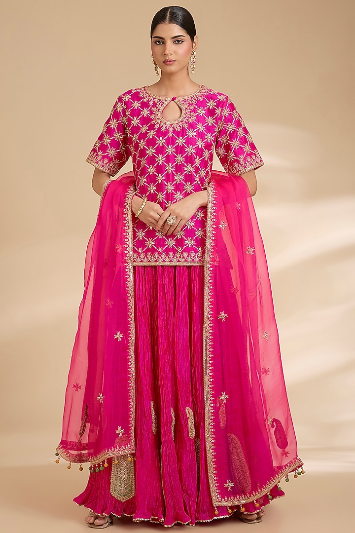 Rani Kora Silk Crushed Skirt Set by Surbhi Shah at Pernia's Pop Up Shop