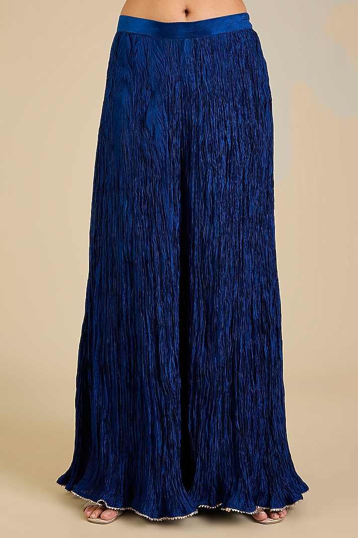 Navy Blue Spun Silk Gota Work Bridal Anarkali Set by SURBHI SHAH at Pernia's Pop Up Shop