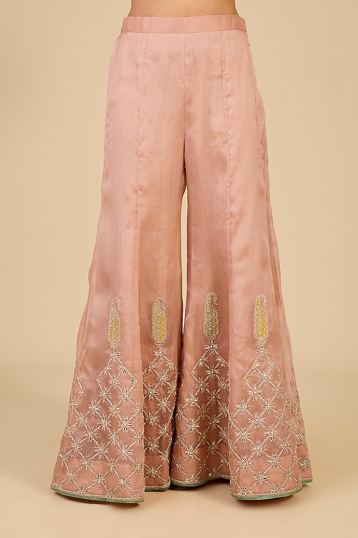 Old Rose Organza Mukaish Work Bridal Sharara Set by Surbhi Shah at Pernia's Pop Up Shop