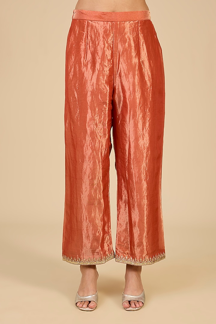 Orange Tissue Marori & Mukaish Work Kurta Set by Surbhi Shah at Pernia's Pop Up Shop