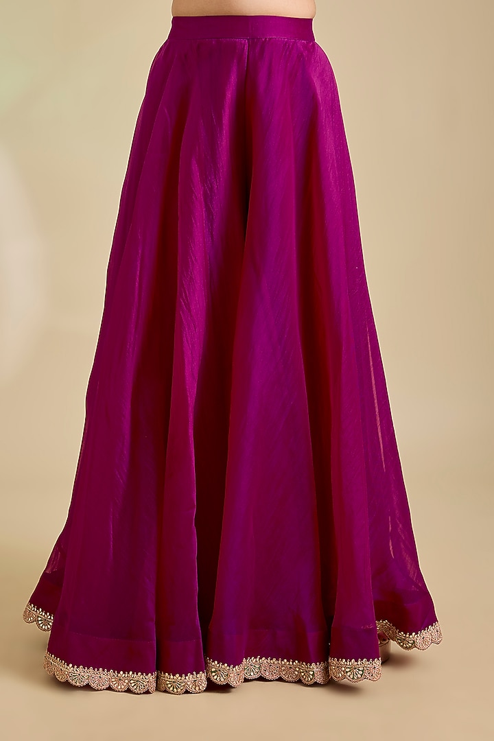 Berry Magenta Organza Gota Patti Embroidered Kurta Set by SURBHI SHAH at Pernia's Pop Up Shop