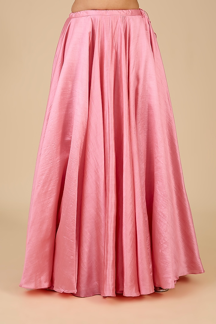 Raspberry Pink Spun Silk Skirt Set by Surbhi Shah at Pernia's Pop Up Shop