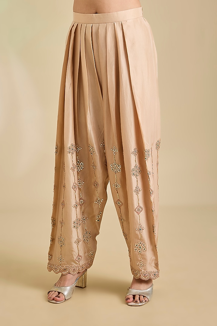 Purple Spun Silk Gota Patti Embroidered Kurta Set by SURBHI SHAH at Pernia's Pop Up Shop