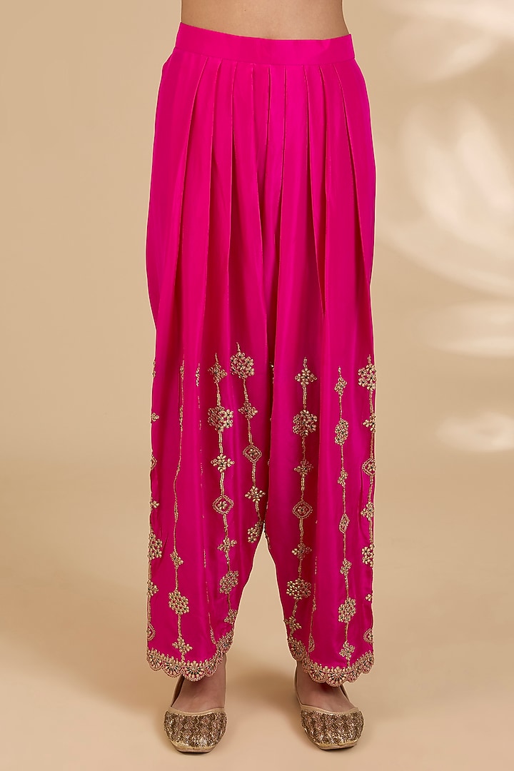 Mustard Yellow Spun Silk Gota Patti Work Kurta Set by SURBHI SHAH at Pernia's Pop Up Shop