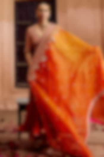 Kesari Spun Silk Mukesh Work Bridal Anarkali Set by SURBHI SHAH at Pernia's Pop Up Shop