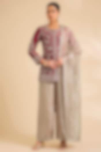 Beige Tissue Palazzo Set by SURBHI SHAH  at Pernia's Pop Up Shop
