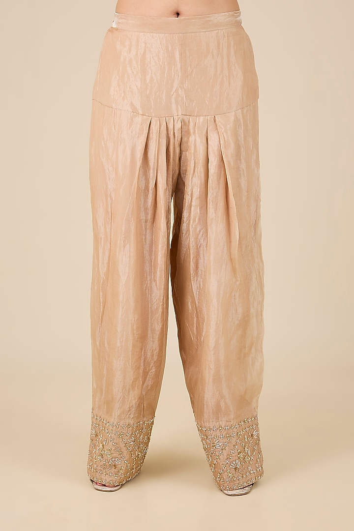 Mustard Yellow Spun Silk Zardosi Work Kurta Set by Surbhi Shah at Pernia's Pop Up Shop