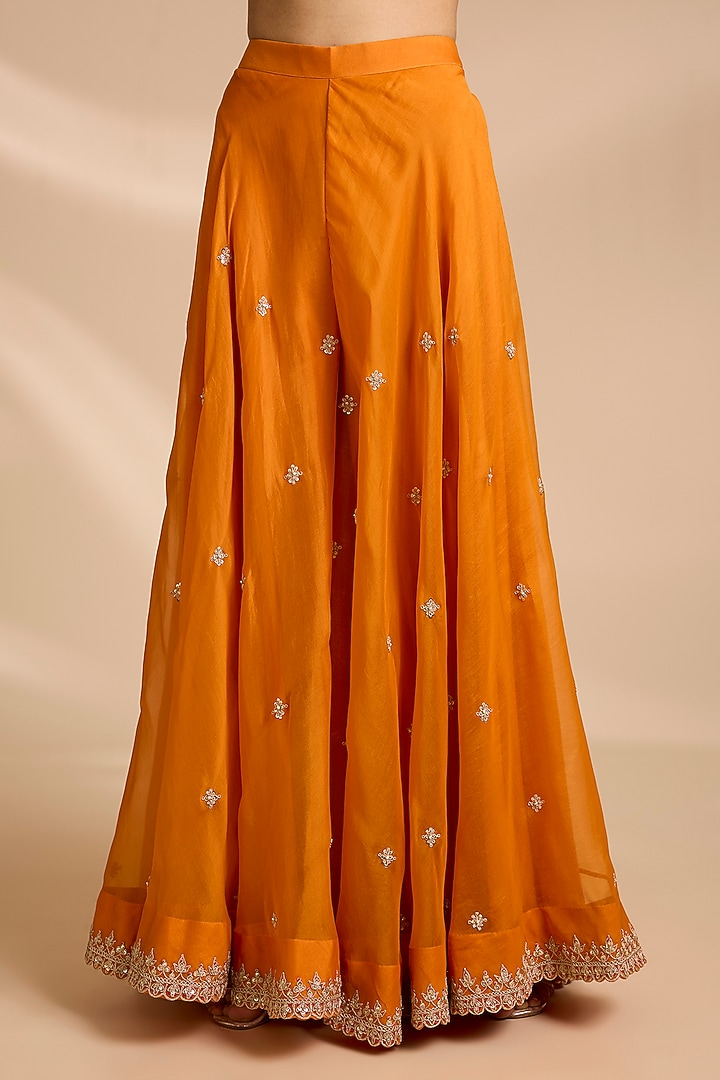 Orange Organza Marori Embroidered Bridal Sharara Set by Surbhi Shah at Pernia's Pop Up Shop