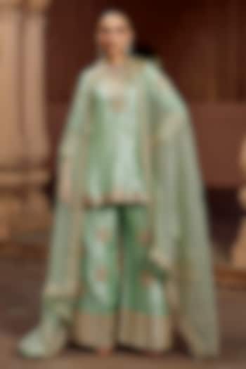 Mint Green Tissue Marori Work Kurta Set by SURBHI SHAH at Pernia's Pop Up Shop