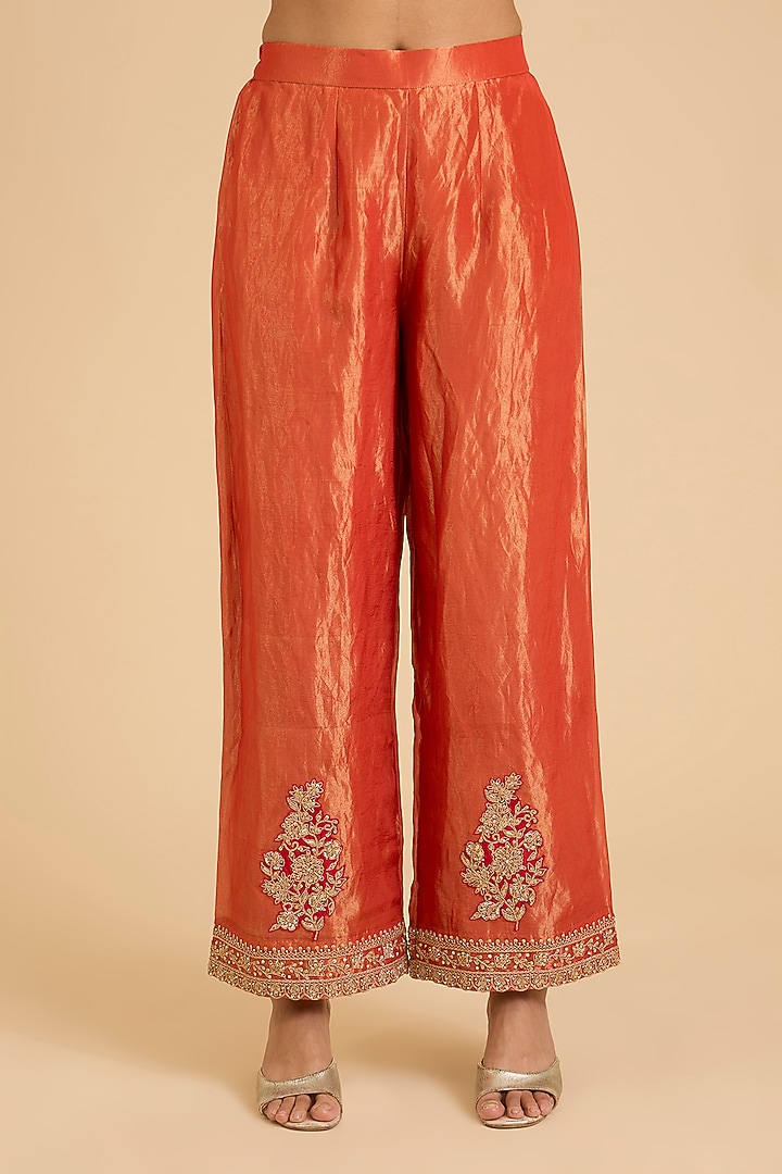 Orange Tissue Marori Work Bridal Anarkali Set by SURBHI SHAH at Pernia's Pop Up Shop