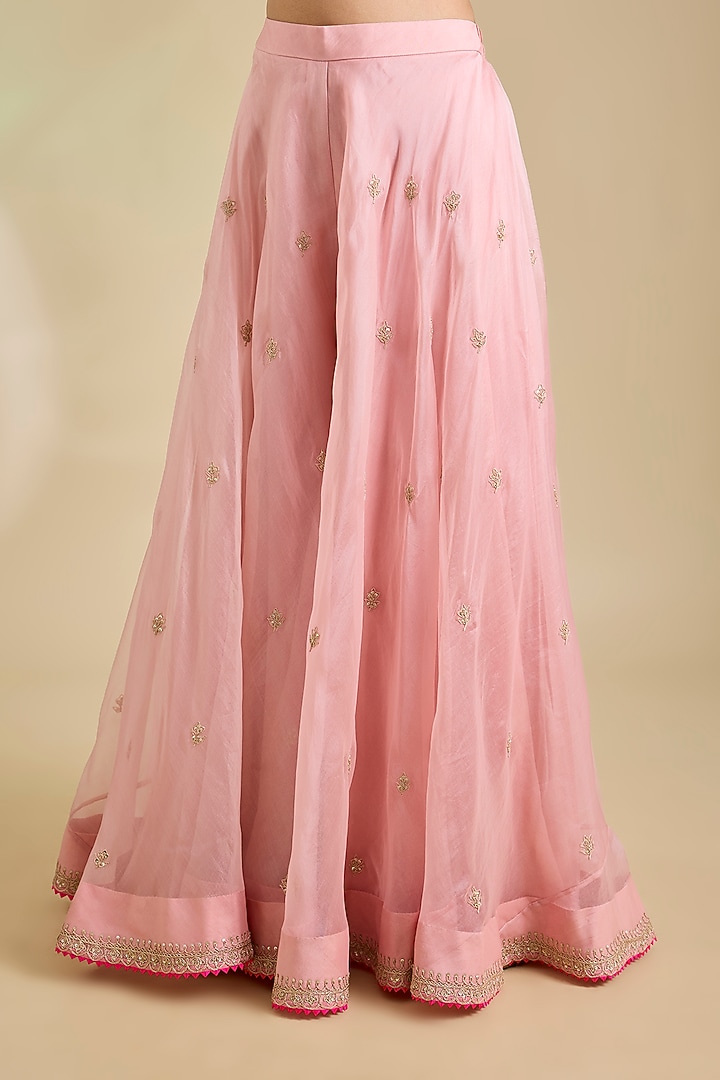 Raspberry Pink Spun Silk Marori Embroidered Wedding Sharara Set by SURBHI SHAH at Pernia's Pop Up Shop
