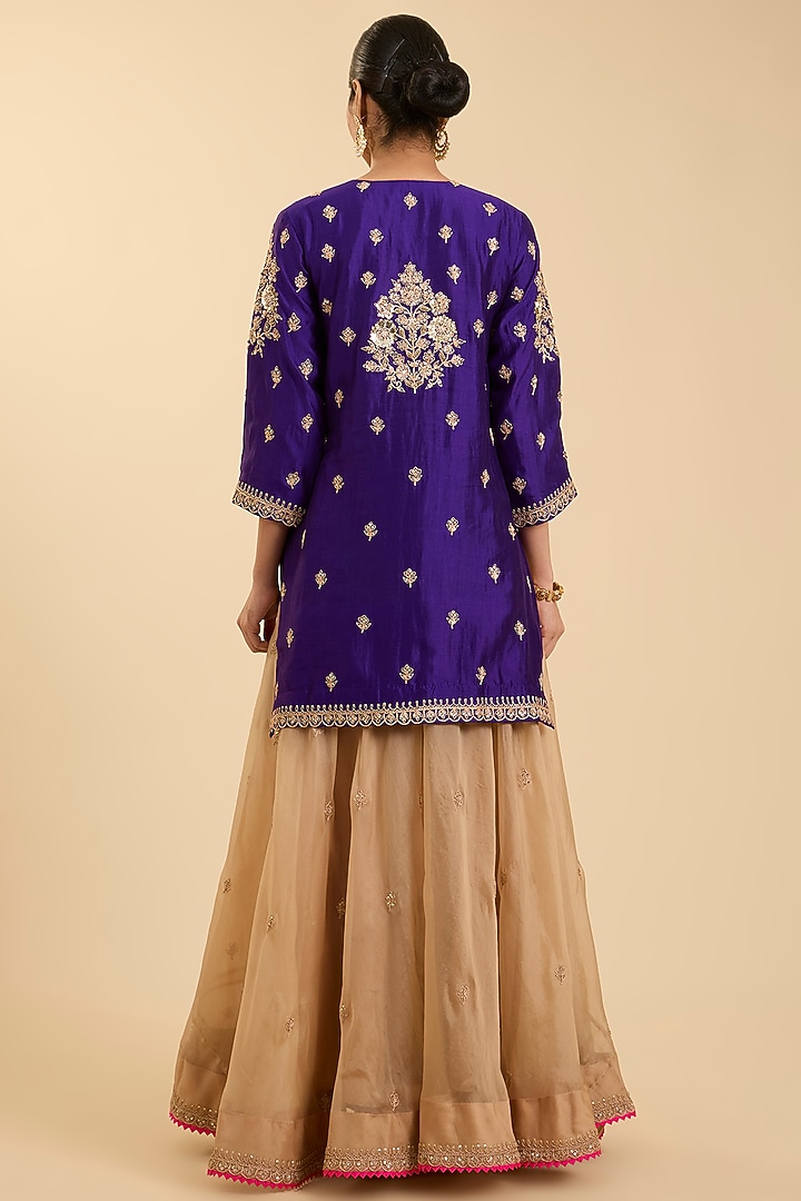 Beige Organza Wedding Sharara Set by Surbhi Shah at Pernia's Pop Up Shop