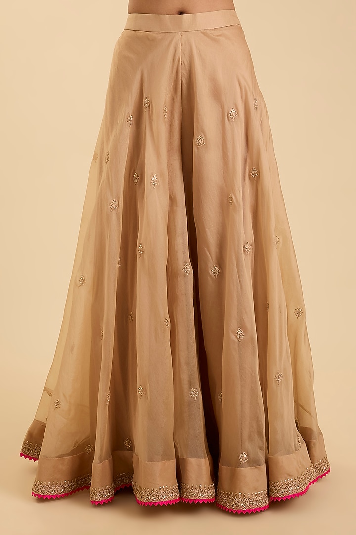Beige Organza Wedding Sharara Set by Surbhi Shah at Pernia's Pop Up Shop