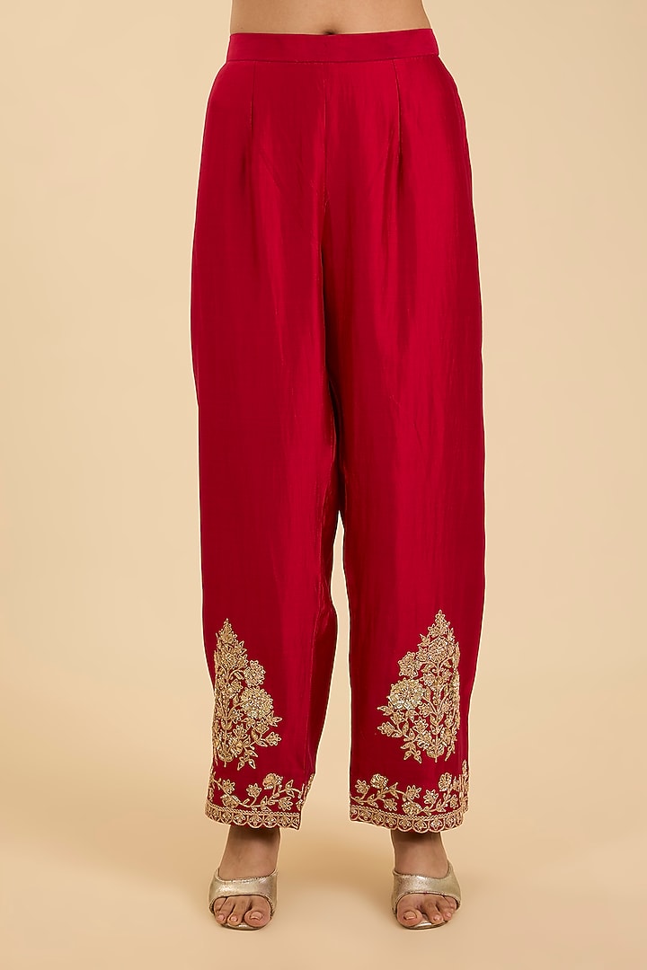 Champagne Spun Silk Mukaish Work Kurta Set by Surbhi Shah at Pernia's Pop Up Shop