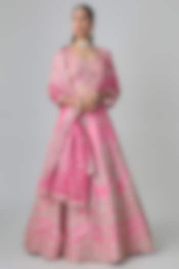 Blush Pink Dupion Silk Marori & Mukaish Work Bridal Lehenga Set by Surbhi Shah at Pernia's Pop Up Shop