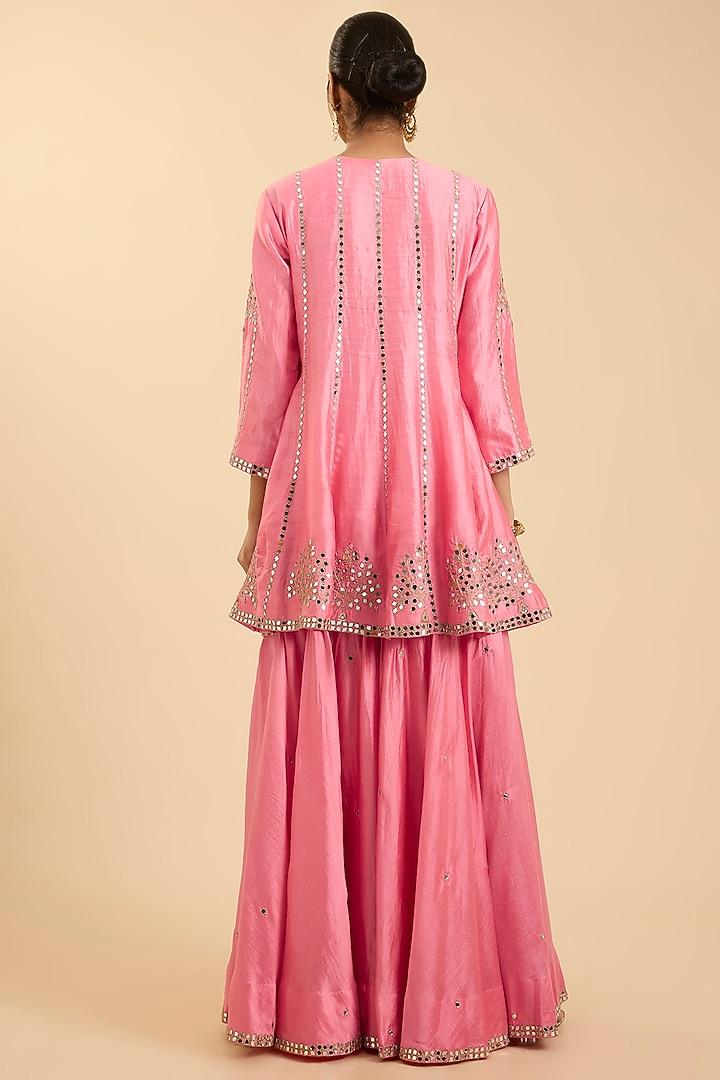 Raspberry Pink Spun Silk Wedding Sharara Set by Surbhi Shah at Pernia's Pop Up Shop