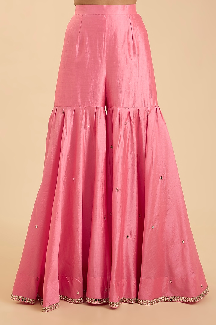 Raspberry Pink Spun Silk Wedding Sharara Set by Surbhi Shah at Pernia's Pop Up Shop
