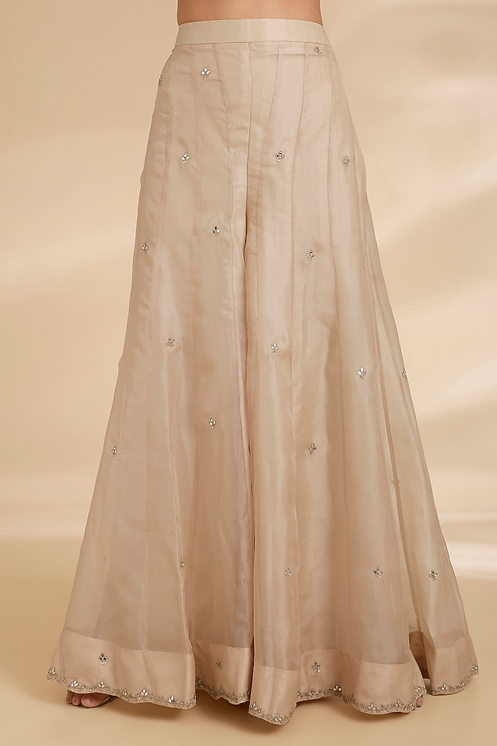 Champagne Organza Wedding Sharara Set by Surbhi Shah at Pernia's Pop Up Shop