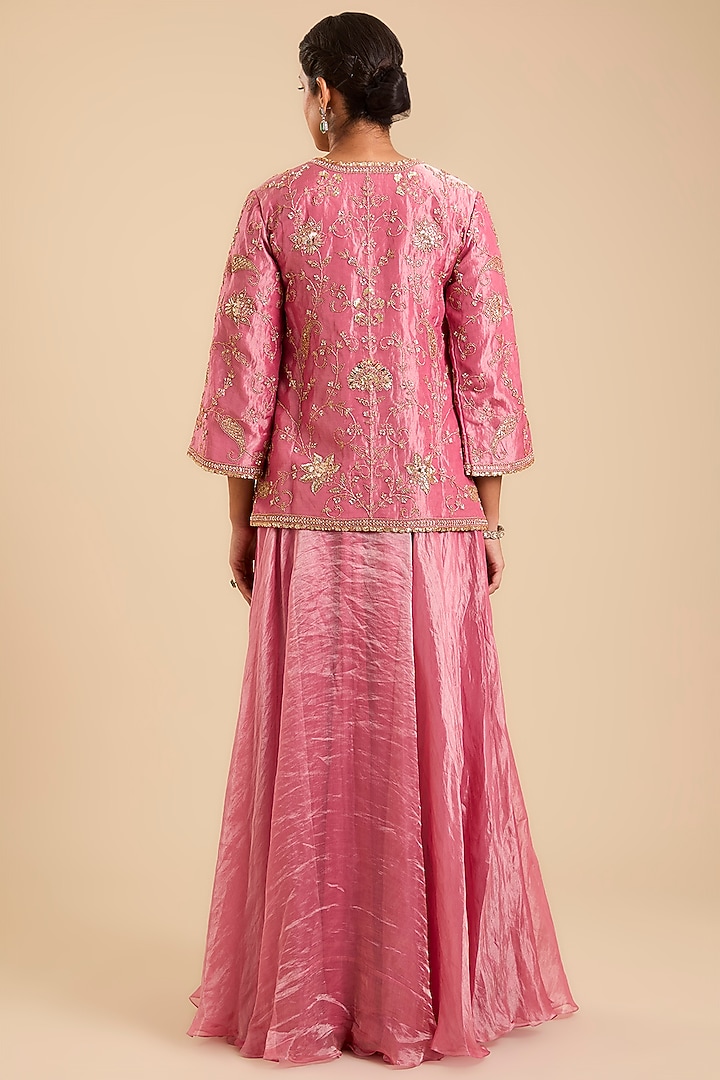 Falsa-Coloured Tissue Skirt Set by SURBHI SHAH at Pernia's Pop Up Shop