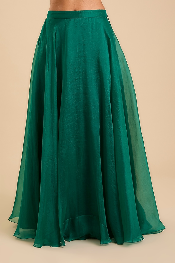 Emerald Green Tissue Skirt Set by SURBHI SHAH at Pernia's Pop Up Shop