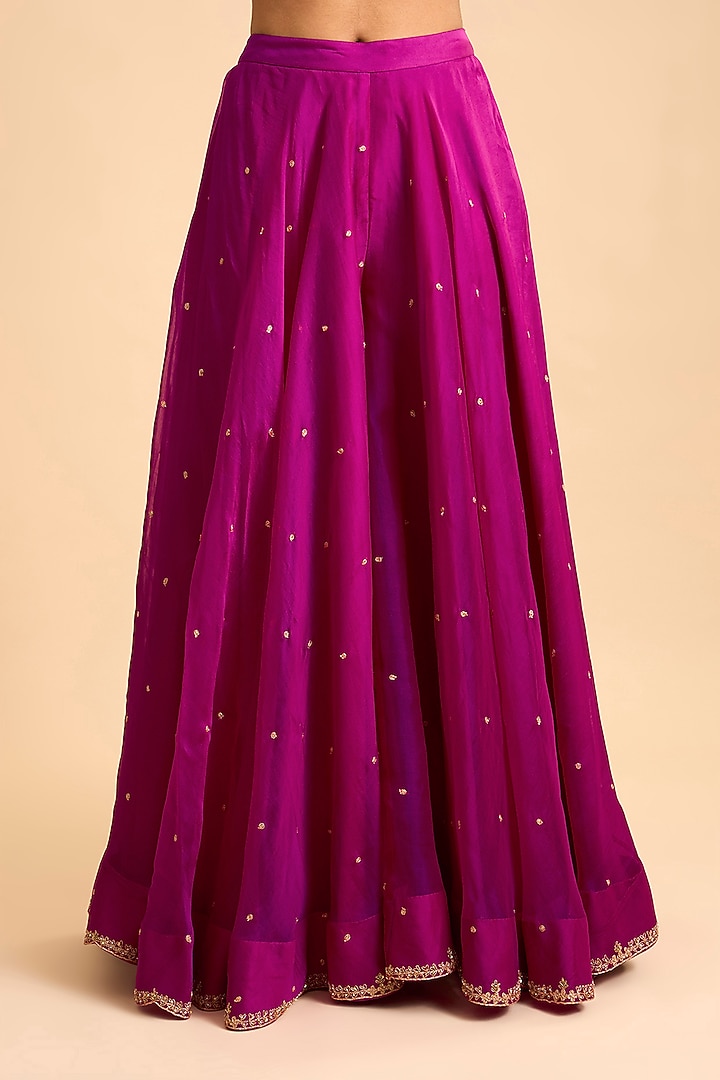 Purple Spun Silk Mukesh Embroidered Kurta Set by Surbhi Shah at Pernia's Pop Up Shop