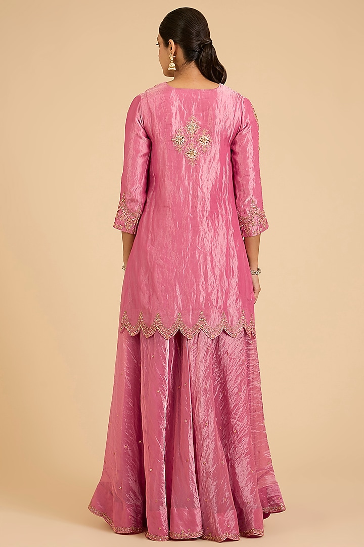 Pink Tissue Bridal Sharara Set by SURBHI SHAH at Pernia's Pop Up Shop