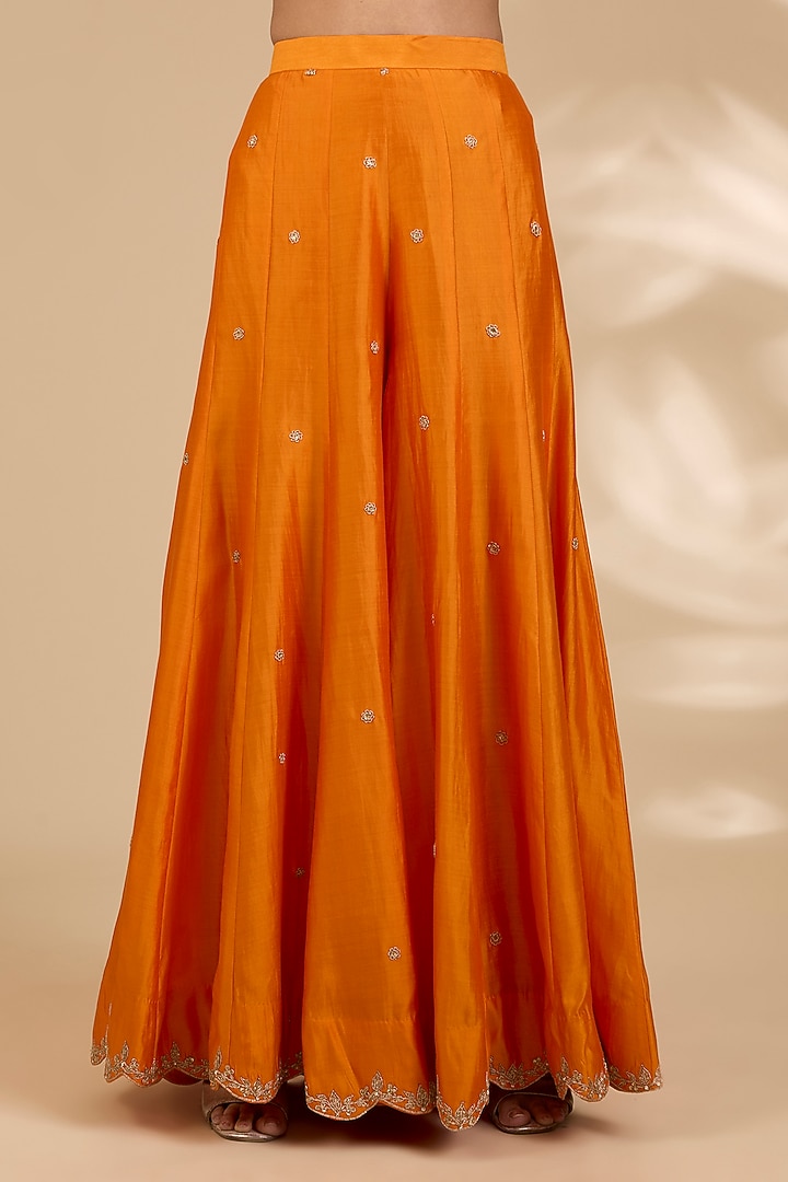 Orange Spun Silk Wedding Sharara Set by SURBHI SHAH at Pernia's Pop Up Shop