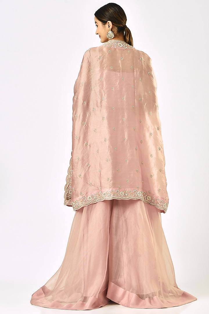 Rose Gold Embroidered Cape Set by SURBHI SHAH at Pernia's Pop Up Shop