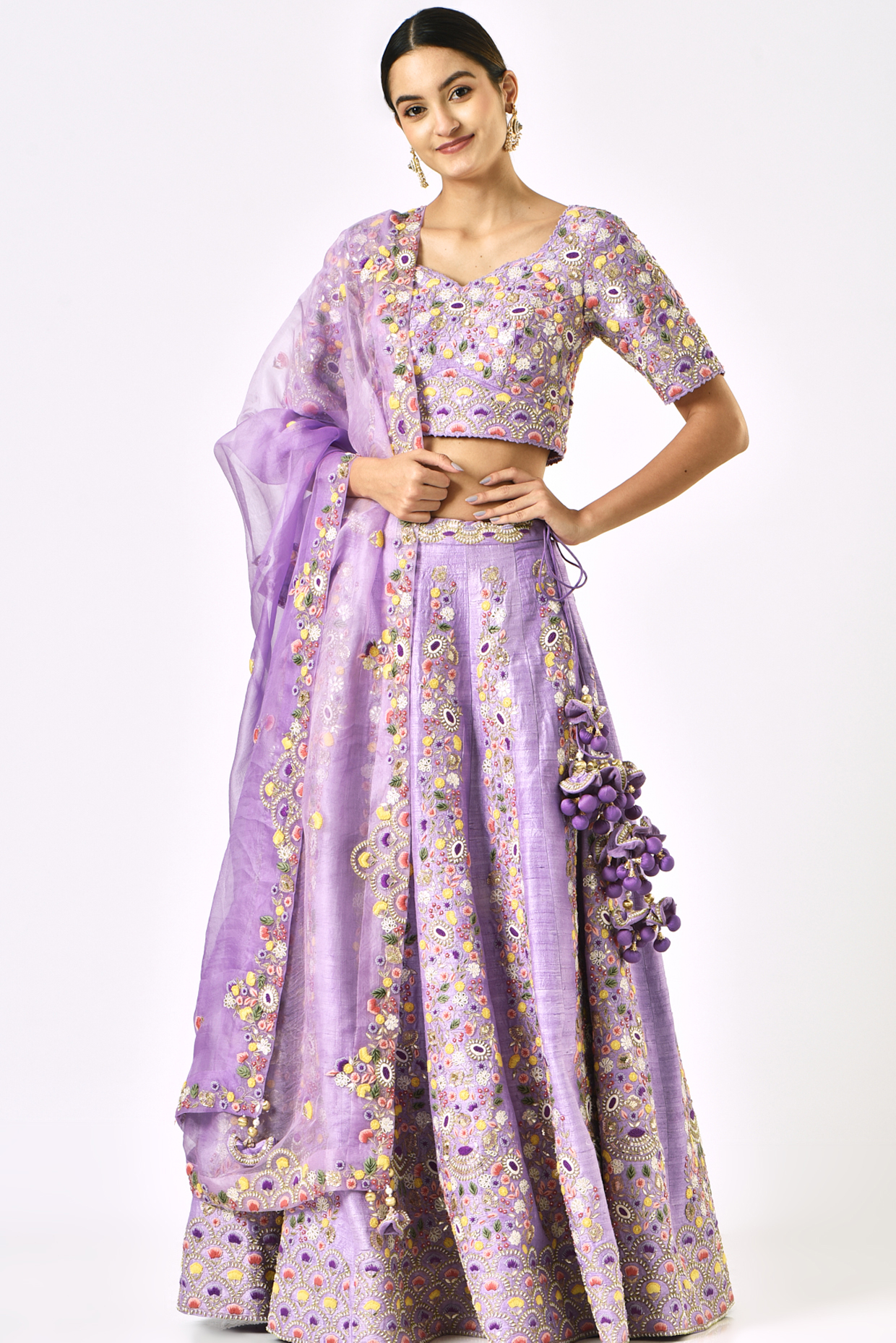 Mauve Embroidered Wedding Lehenga Set by SURBHI SHAH at Pernia's Pop Up Shop