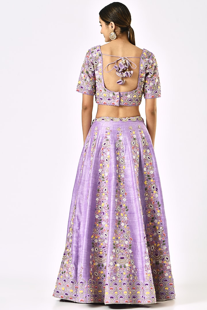 Mauve Embroidered Wedding Lehenga Set by SURBHI SHAH at Pernia's Pop Up Shop